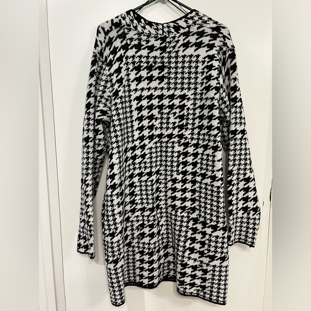 Nine West Black & White Houndstooth Open-Front Cardigan, size XXL - Picture 5 of 7